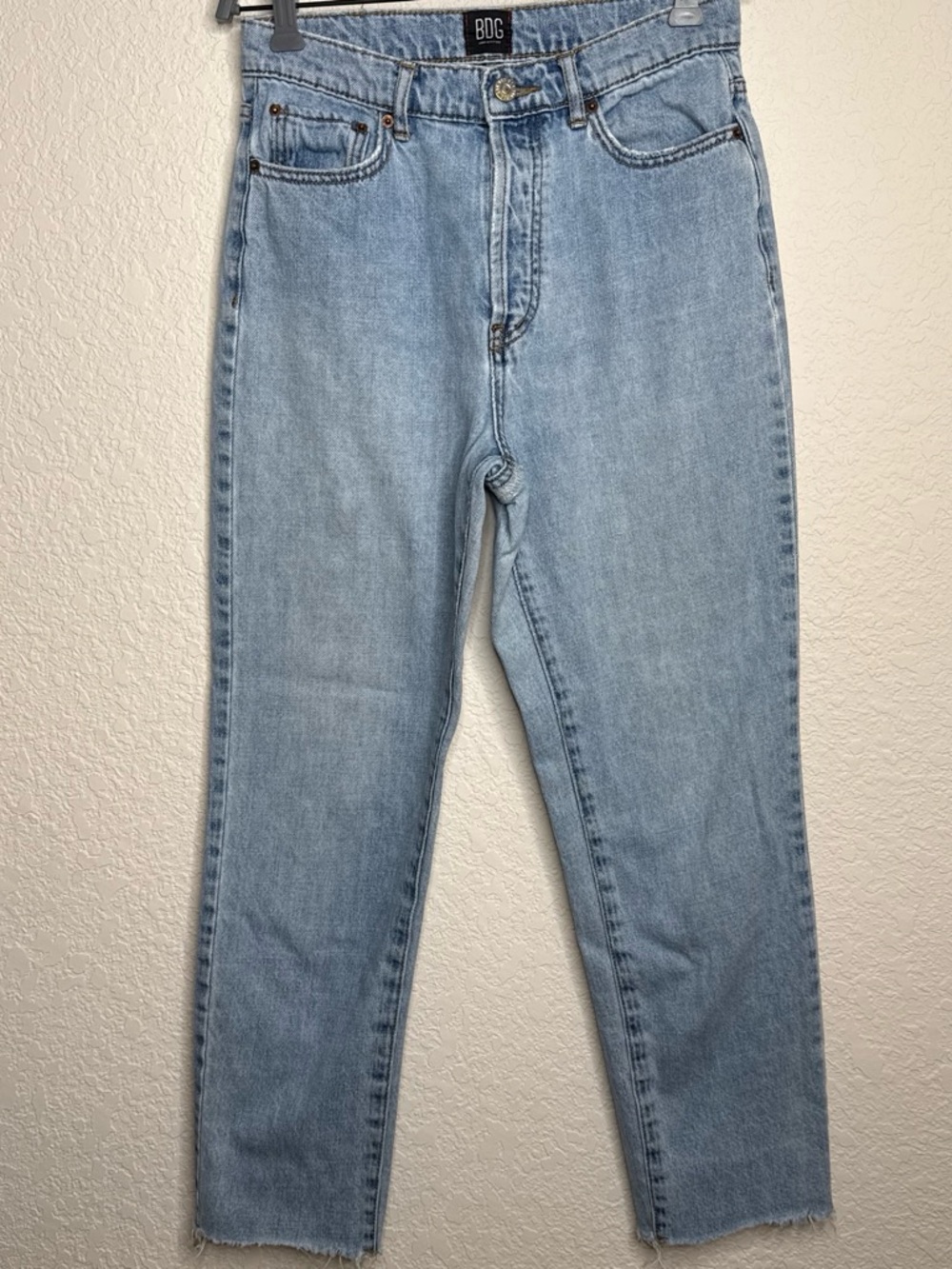 BDG Urban Outfitters Slim Straight Jeans | Size 27 | Light Wash | Raw Hem